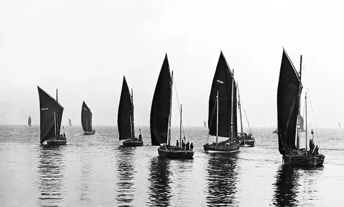 Framed Print : Herring boats off Peterhead, Scotland, Victorian period Framed Print : Herring boats off Peterhead, Scotland, Victorian period
