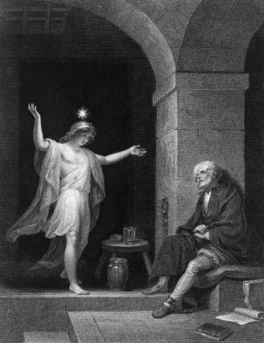 Framed Print : Hesper appearing to Columbus in prison Framed Print : Hesper appearing to Columbus in prison