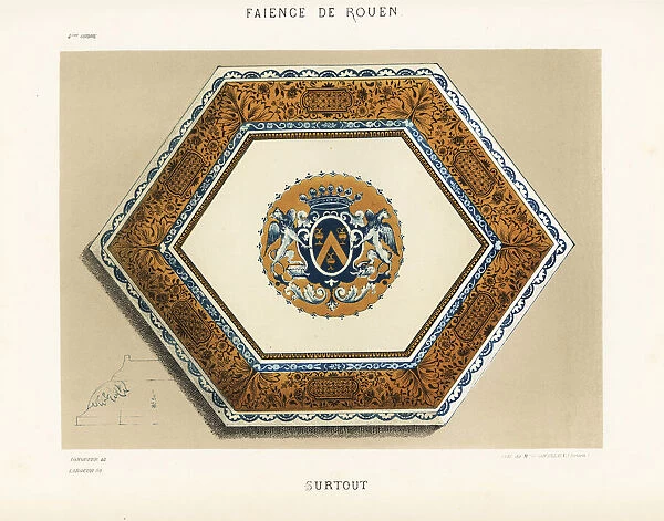 Hexagonal surtout or centerpiece dish from Rouen