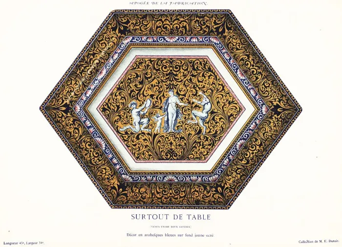 Framed Print : Hexagonal table centerpiece with Venus and satyrs, Rouen Framed Print : Hexagonal table centerpiece with Venus and satyrs, Rouen