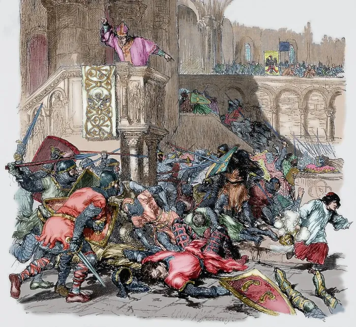 Framed Print : Hezel of Hildesheim (1025-1079) inciting his supporters to t Framed Print : Hezel of Hildesheim (1025-1079) inciting his supporters to t