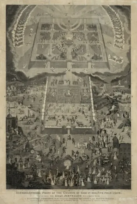 Framed Print : Hieroglyphical print of the church of God in her five fold s Framed Print : Hieroglyphical print of the church of God in her five fold s