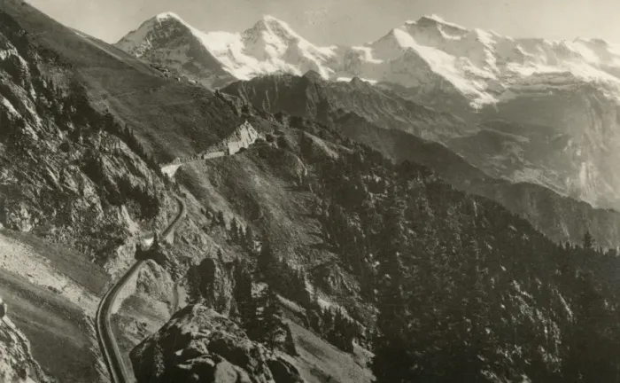 Framed Print : High Alpine road with the Jungfrau in distance Framed Print : High Alpine road with the Jungfrau in distance