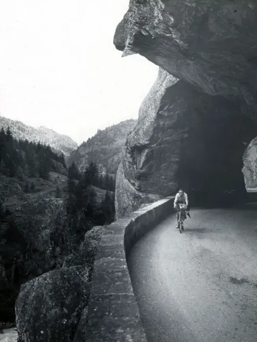 Framed Print : High Alpine road with rock-cut tunnel, France Framed Print : High Alpine road with rock-cut tunnel, France