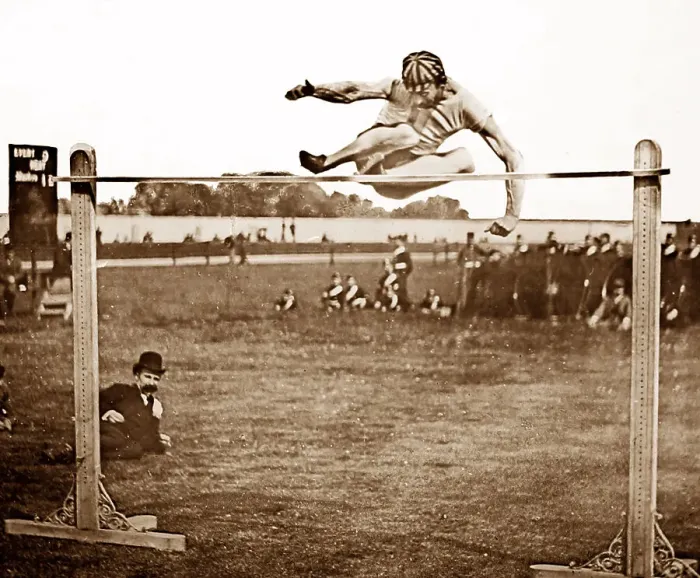 Framed Print : High Jump, Athletics, Victorian period Framed Print : High Jump, Athletics, Victorian period