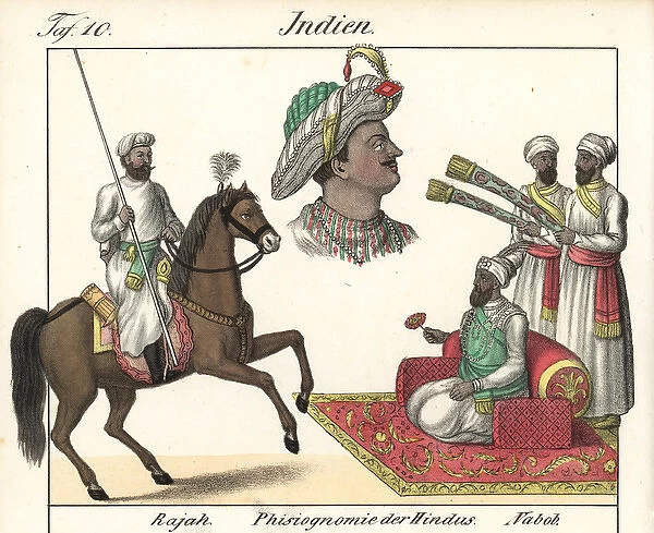 High-ranking Indians: rajah on horseback and a seated nabob