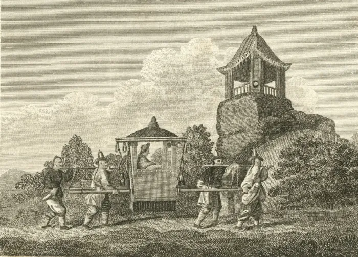 Framed Print : High-ranking person in sedan chair, China Framed Print : High-ranking person in sedan chair, China