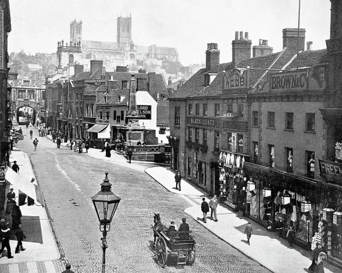 Framed Print : High Street Lincoln Victorian period Framed Print : High Street Lincoln Victorian period