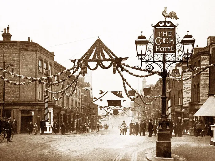 Framed Print : High Street, Sutton Christmas 1910
