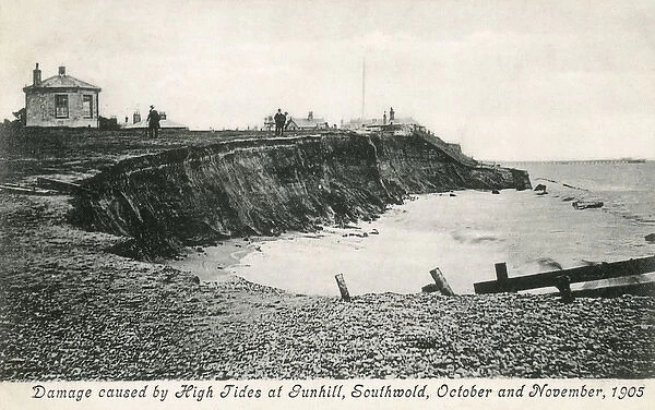 High Tide damage at Gunhill, Southwold