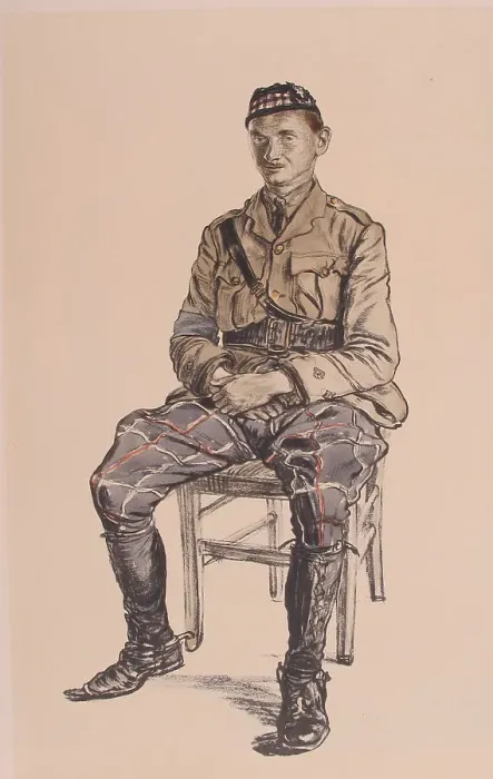 Framed Print : Highland officer Georgeson, by Muirhead Bone, WW1 Framed Print : Highland officer Georgeson, by Muirhead Bone, WW1