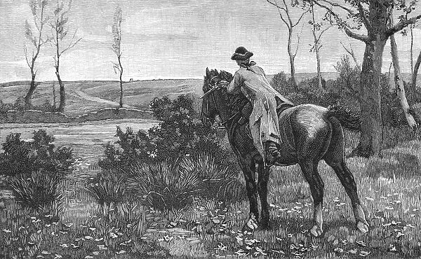 The highwayman. A highwayman, mounted on his horse
