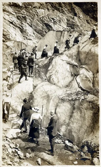 Framed Print : A hiking party in Switzerland Framed Print : A hiking party in Switzerland