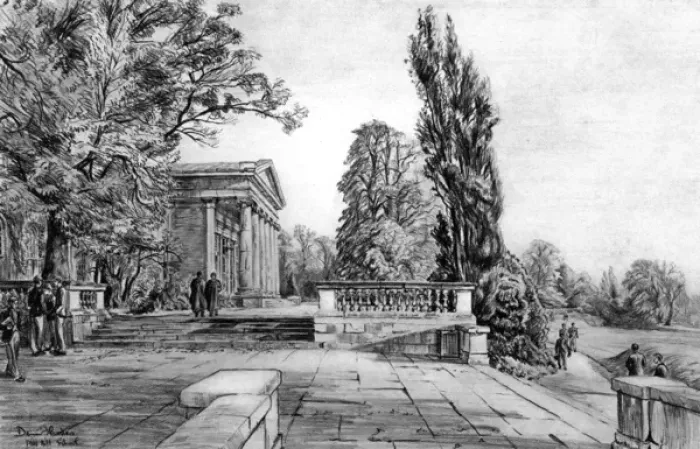 Framed Print : Mill Hill School, portico and terrace Framed Print : Mill Hill School, portico and terrace
