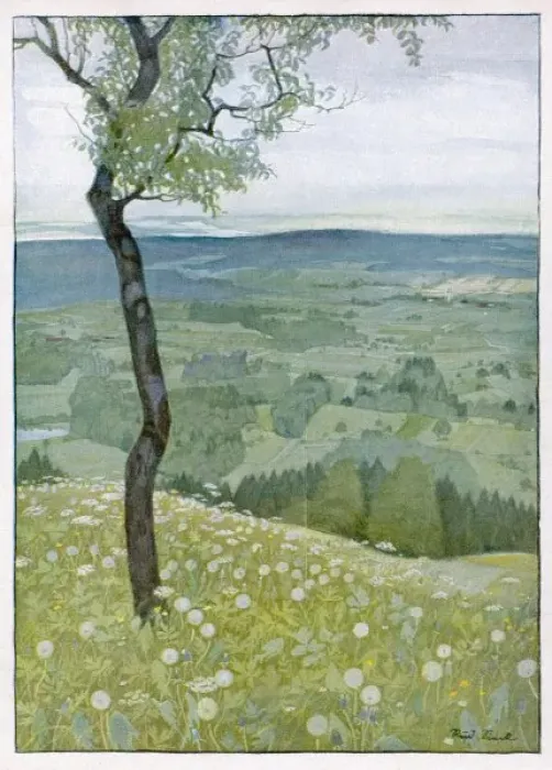Framed Print : Hill View, Illustration Framed Print : Hill View, Illustration