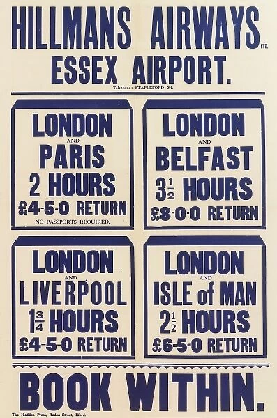 Hillmans Airways Essex Airport Poster