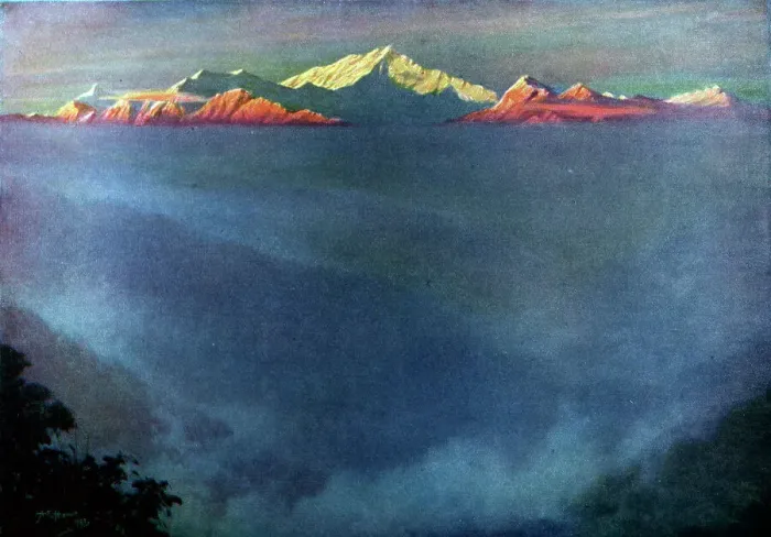 Framed Print : Himalayas. Landscape painting of the distant Himalayas Framed Print : Himalayas. Landscape painting of the distant Himalayas