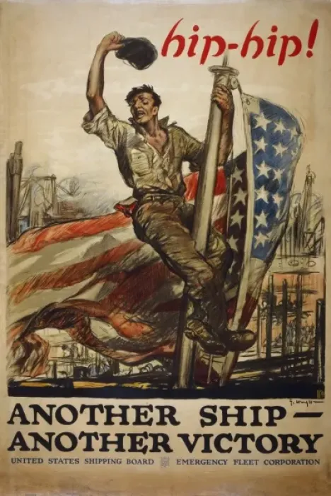 Framed Print : Hip-hip! Another ship - another victory United States Shippi Framed Print : Hip-hip! Another ship - another victory United States Shippi