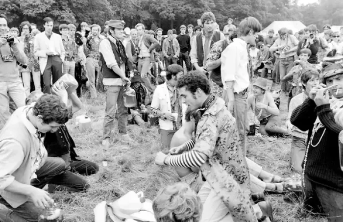 Framed Print : Hippies relaxing in a field at Woburn Park Framed Print : Hippies relaxing in a field at Woburn Park