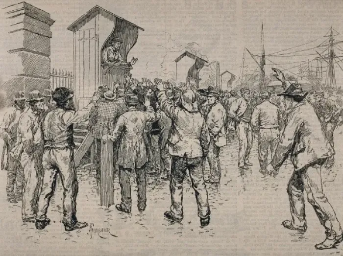 Framed Print : Hiring people to work in the West India Docks Framed Print : Hiring people to work in the West India Docks