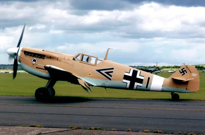 Framed Print : Hispano HA.1112-M1L Buchon G-AWHE / Black 1 Framed Print : Hispano HA.1112-M1L Buchon G-AWHE / Black 1
