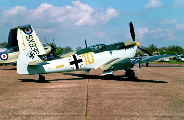 Framed Print : Hispano HA.1112-M1L Buchon G-AWHK / Yellow 10 Framed Print : Hispano HA.1112-M1L Buchon G-AWHK / Yellow 10