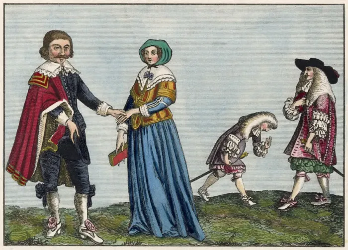 Framed Print : An historical overview of the costume of the 17th century. Date: 17th century Framed Print : An historical overview of the costume of the 17th century. Date: 17th century