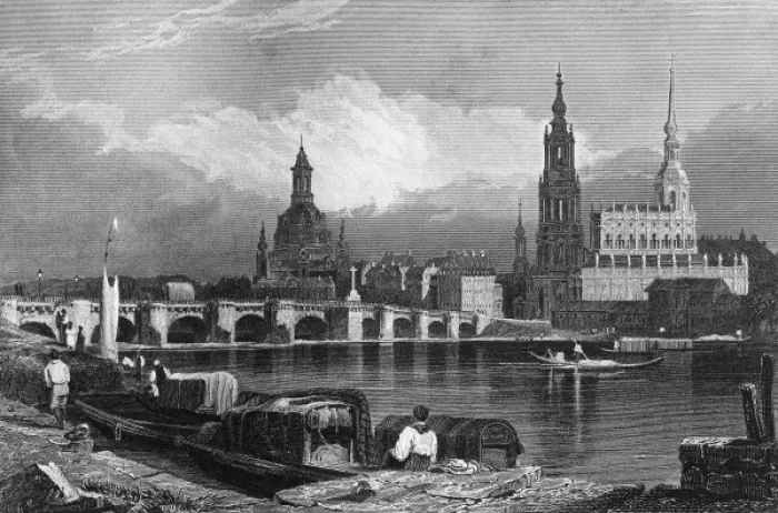 Framed Print : Historical View of Dresden on the Elbe c. 1850 Framed Print : Historical View of Dresden on the Elbe c. 1850