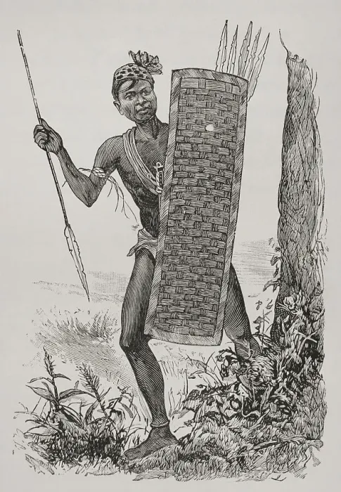 Framed Print : History of Africa. The Congo. Indigenous armed for warfare Framed Print : History of Africa. The Congo. Indigenous armed for warfare