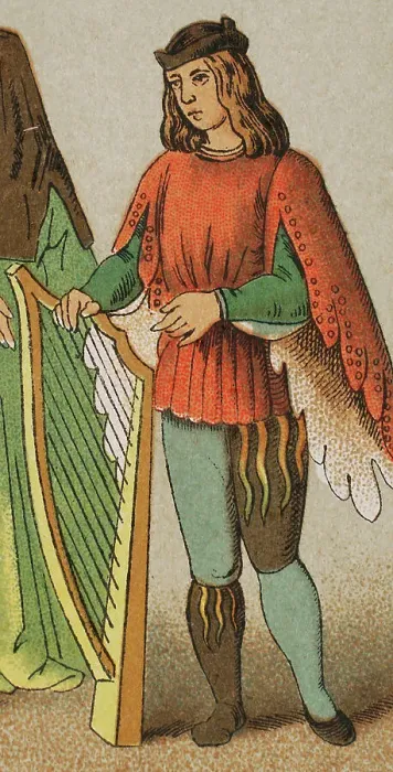 Framed Print : History of England. 1450-1500. Minstrel. Chromolithography Framed Print : History of England. 1450-1500. Minstrel. Chromolithography