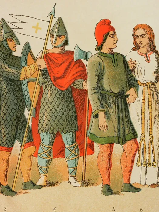 Framed Print : History of France, 1000. From left to right: warriors Framed Print : History of France, 1000. From left to right: warriors