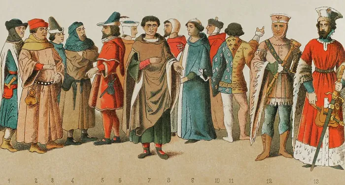Framed Print : History of France. 1300. From left to right: citizens Framed Print : History of France. 1300. From left to right: citizens
