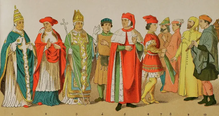 Framed Print : History of Italy. 1300. From left to right: Pope Framed Print : History of Italy. 1300. From left to right: Pope