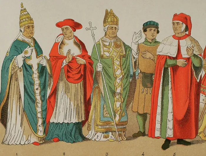 Framed Print : History of Italy. 1300. From left to right: Pope Framed Print : History of Italy. 1300. From left to right: Pope