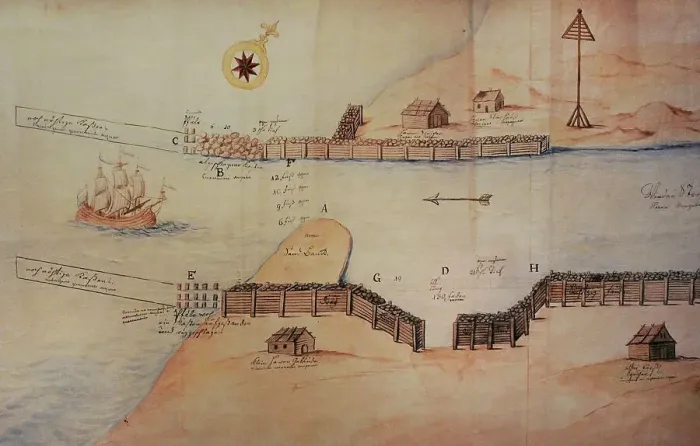 Framed Print : History of Latvia. Plan of Ventspils harbour late