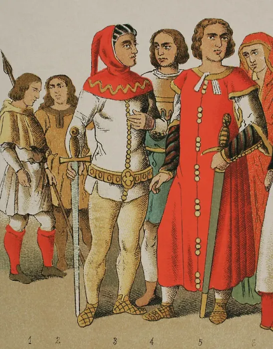Framed Print : History of Spain. 1300. From left to right: hunters Framed Print : History of Spain. 1300. From left to right: hunters