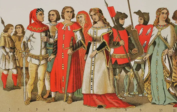 Framed Print : History of Spain. 1300. From left to right: hunters Framed Print : History of Spain. 1300. From left to right: hunters