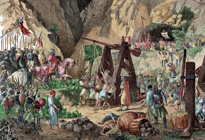 Framed Print : History of Spain. Battle of Covadonga, 722. Museo Militar Framed Print : History of Spain. Battle of Covadonga, 722. Museo Militar