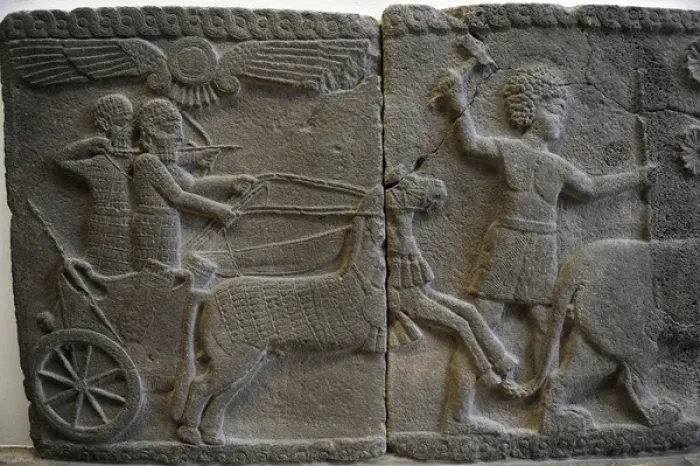 Framed Print : Hittite art. Orthostat. 8th century BC. Relief: Hunting scen Framed Print : Hittite art. Orthostat. 8th century BC. Relief: Hunting scen