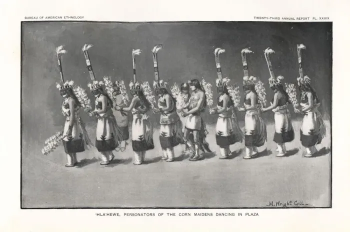 Framed Print : Hla hewe personators of the Corn Maidens dancing Framed Print : Hla hewe personators of the Corn Maidens dancing