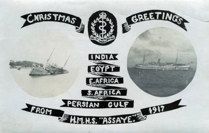 Framed Print : HMHS Assaye, Christmas Greetings, WW1 Framed Print : HMHS Assaye, Christmas Greetings, WW1