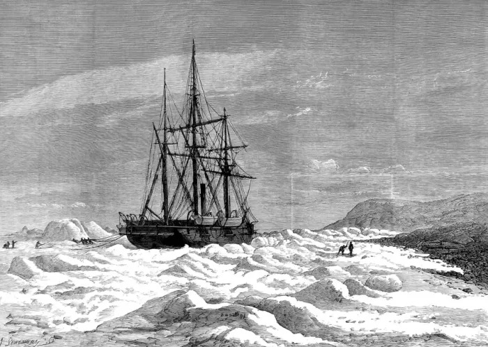 Framed Print : HMS Alert caught in ice off Cape Beechey, 1875-1876