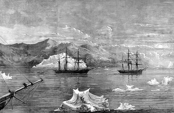 HMS Alert towing HMS Discovery through Icebergs, British