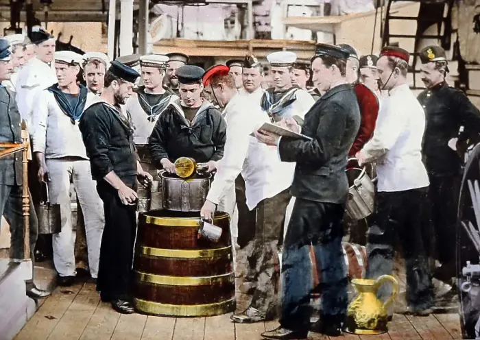 Framed Print : HMS Alexandra, rum rations, Royal Navy, probably Framed Print : HMS Alexandra, rum rations, Royal Navy, probably