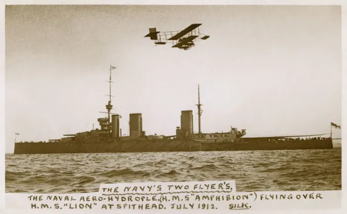 Framed Print : HMS Amphibian and HMS Lion, Spithead, July 1912 Framed Print : HMS Amphibian and HMS Lion, Spithead, July 1912