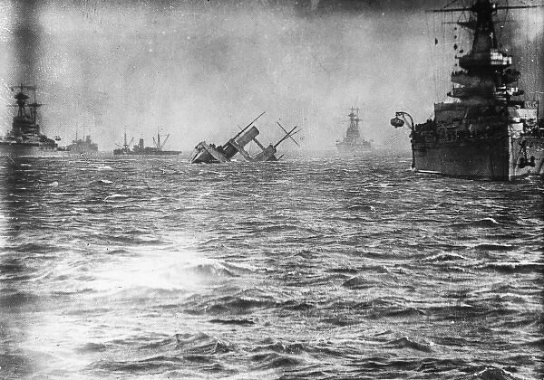 HMS Campania, British aircraft carrier, sinking, WW1