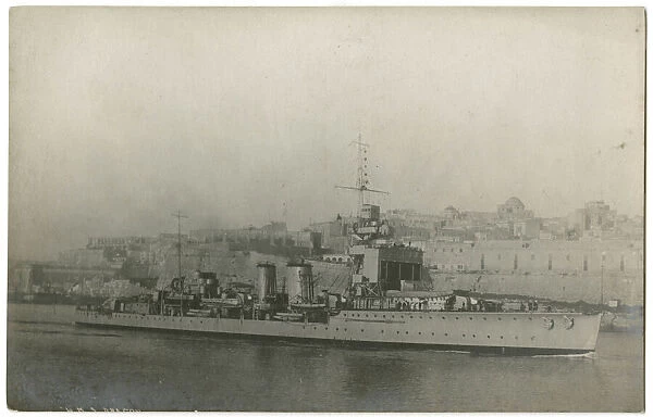 HMS Dragon, British light cruiser, at Malta