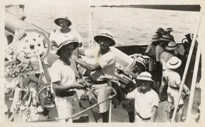 Framed Print : HMS Enterprise, anti-aircraft crew, Dar-es-Salaam Framed Print : HMS Enterprise, anti-aircraft crew, Dar-es-Salaam