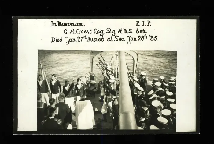 Framed Print : HMS Esk, burial at sea of Ldg Sig G H Guest Framed Print : HMS Esk, burial at sea of Ldg Sig G H Guest