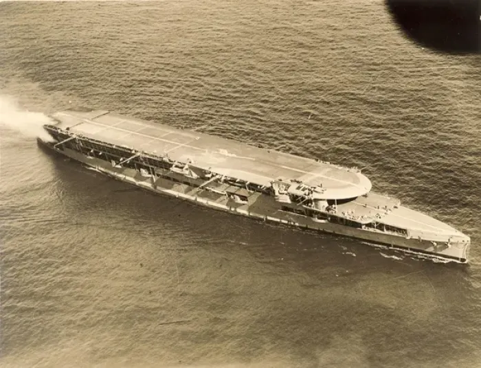 Framed Print : HMS Furious (47) while suffering a hangar fire, c 1928 Framed Print : HMS Furious (47) while suffering a hangar fire, c 1928